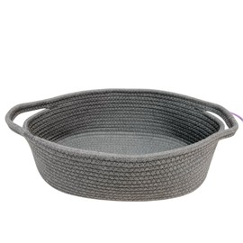 GIFTEXPRESS Gray Woven Basket - 13" x 8" x 5" Cotton Rope Organizing Baskets for Baby Items or Cat & Dog Toys - Cute Soft Gift Storage Bin w/Handles