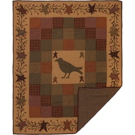 VHC Brands Heritage Farms, Primitive, Rectangle Decor, Applique Crow and Star Quilted Throw, 60x50