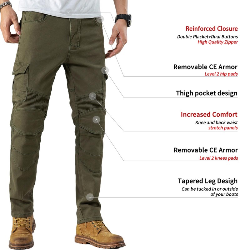 CTBQiTom Motorcycle Pants for Men Motocross Riding Pants Motorbike Riding