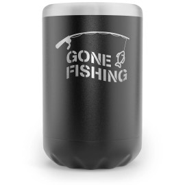 SoHo Can Cooler Gift for Men who Fish for 12oz Standard Beer Can “Gone Fishing”