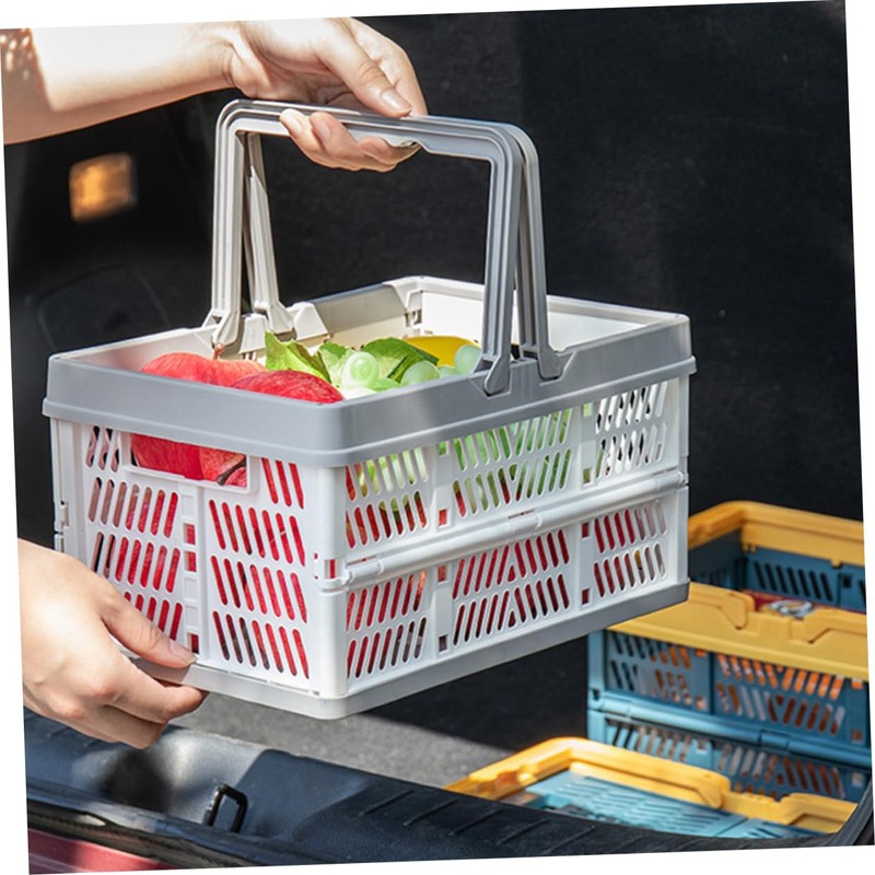 SUPVOX Foldable Basket Plastic Shopping Basket Vegetable Storage Fruit Organizer