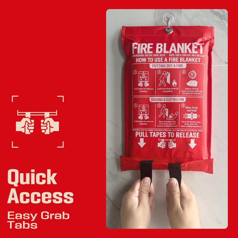 MIMEAQIER Emergency Fire Blanket 4 Pack 40"x40", Essential Fire Safety