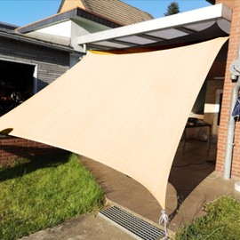 KANAGAWA 14'X22' Cream Custom Size Sun Shade Sail Rectangle 185GMS KW-S02 Permeable UV Block Fabric Durable Outdoor (Customized Available)