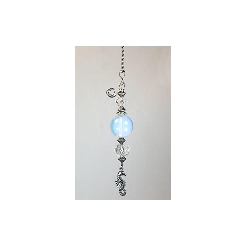 Small Silver Seahorse with Crystal Clear and Moonstone Glass Ceiling