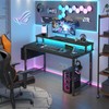 Lufeiya Small Desk with Power Outlets and LED Lights, 32