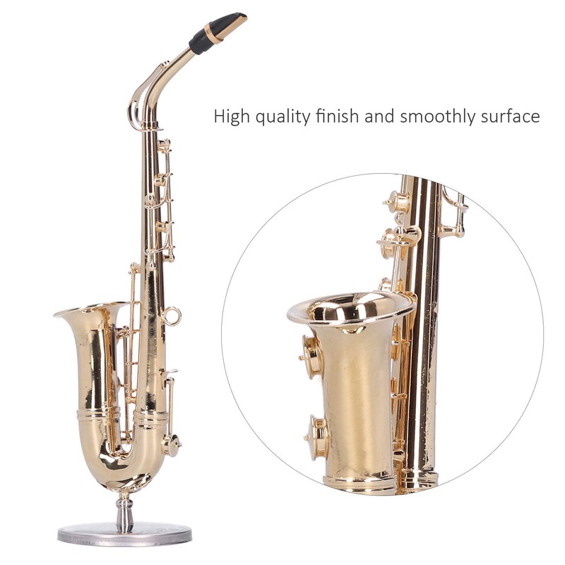 Miniature Copper Saxophone Model with Stand Mini Musical Instrument Ornaments