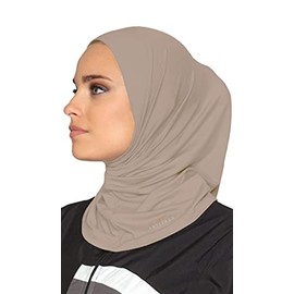 Artizara One Piece Stretch Sports Hijab, Athletic Hijab, Workout Hijab for Modest Islamic Hijabi Gym Workout (Mocha)