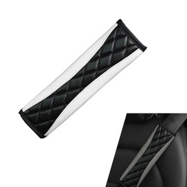 Ferianl Car Seat Belt Covers, Soft Leather Seatbelt Shoulder Strap Covers, Safety Seatbelt Comfort Driving Cushion Protect Your Neck and Shoulder Compatible with Car, Truck, SUV (White)