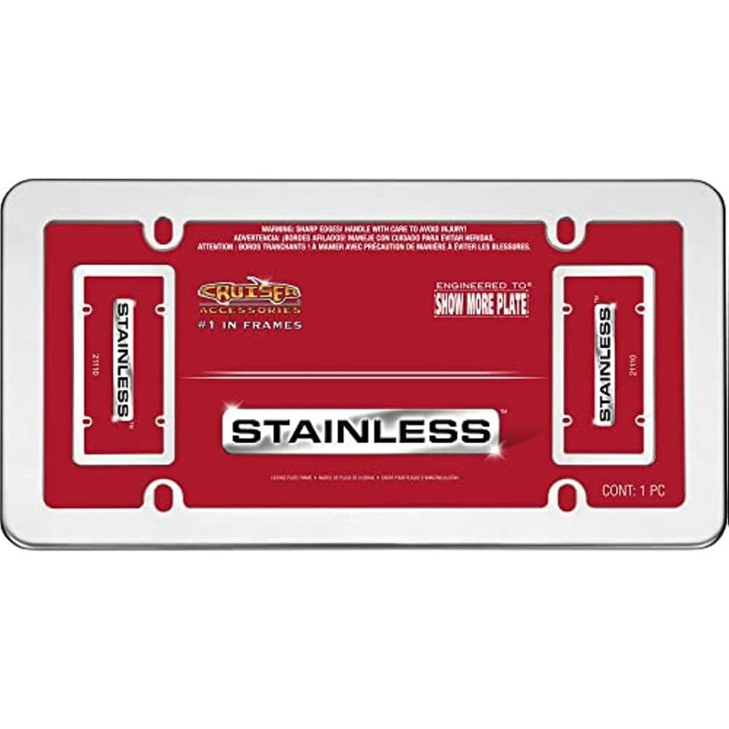 Cruiser Accessories 21110 Stainless License Plate Frame, Stainless Steel