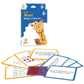 Luma World Doctor Masai Educational Game-Based Math Flash Cards with a Fun Magic Glass to View Hidden Numbers for Ages 9+ Years to Learn Grade 4 Numbers and Operations, Set of 50 Cards