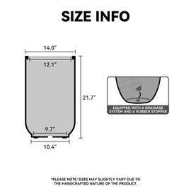 Kante Tall Fulted Planter, 21.7 Inch Tall Round Concrete Plant Pots with Drainage Hole and Rubber Plug, Modern Decor for Indoor Outdoor Plants, Flower, Weathered Finish with Forest Green Interior