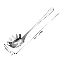 Stainless Steel Pasta Spoon, Spaghetti Spoon Server, Spaghetti Fork with Ergonomic Handle, Noodle Spoon Utensil for Kitchen (Silver)