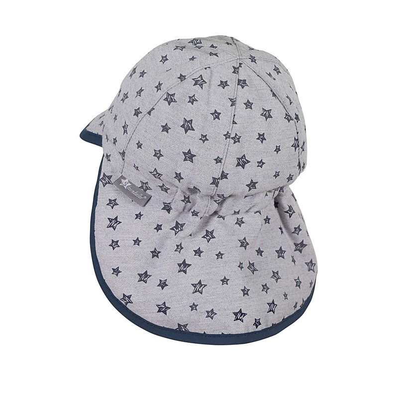 Sterntaler Peaked Hat with Ties and Neck Protection. (Casquette Avec