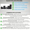 Black Nylon Spacers Plastic Standoff Washers (Pack of 10) (M8