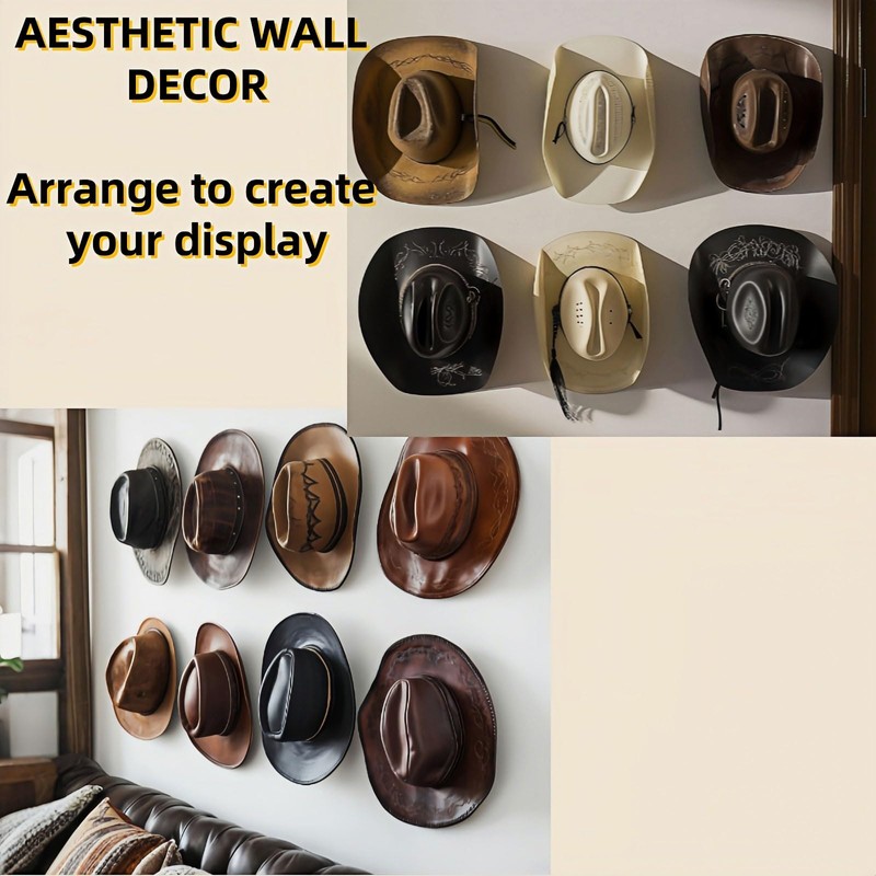 YVYAVGE 8 Pack Hat Hooks for Wall,Heavy-Duty Adhesive Cowboy Hat