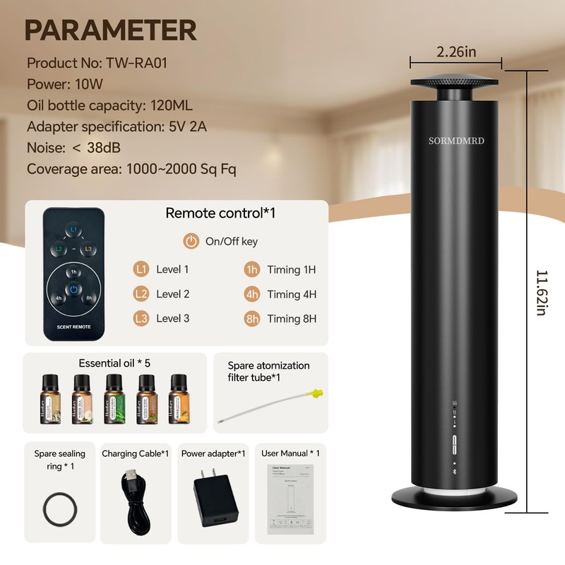 Waterless Scent Diffuser Starter Kit with 5 Scent Essential Oils,