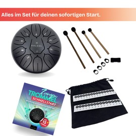 XALANI Zungentrommel Pure Harmony – Klangvolle Steel Tongue Drum (6 Zoll, 11 Töne, C-Dur) – Inkl. Einsteigerheft für sofortiges Spielen