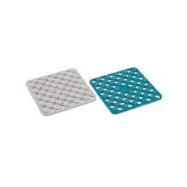 Joseph Joseph Duo Spot-On Set of 2 Silicone Trivets, Heat Resistant Table mats for hot pots and Pans, Blue/White