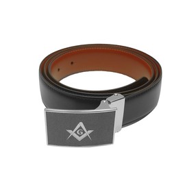 Treasure Gurus Black Leather Mason Ratchet Belt Buckle Mens Accessories Masonic Freemason Lodge Officer Gift