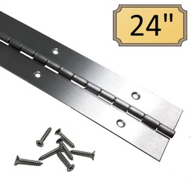 Heavy Duty 2" x 24" 201 Stainless Steel Piano Hinge - .060" Thick - ¾" S.S. Screws Included - 2 Pack