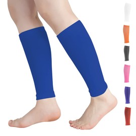 Novetec Calf Compression Sleeves for Men & Women (20-30mmhg) - Leg Compression Sleeve for Running, Cycling, Shin Splints Support, Relieve Legs Pain, Travel (One Pair)(Blue,Large)