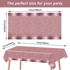 Pack of 2 Pink Sequin Tablecloth, Easy to Clean Pink Foil Tablecloth, Rectangular Party Tablecloth for Thin, Party Tablecloth for Valentine's Day, Birthday Party, Home Party (137 x 274 cm)