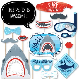 Big Dot of Happiness Shark Zone - Jawsome Shark Party or Birthday Party Photo Booth Props Kit - 20 Count