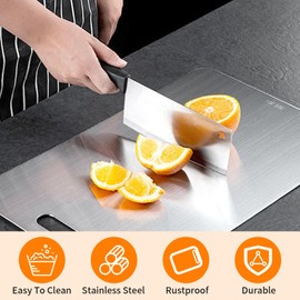 GUTERTOP Titanium Chopping Board for Tovara, Easy to Clean, Double-Sided Stainless Steel Cutting Board, Titanium Pro Chopping Board, Stainless Steel for Kitchen Worktops, Cooking, Outdoor, Camping,