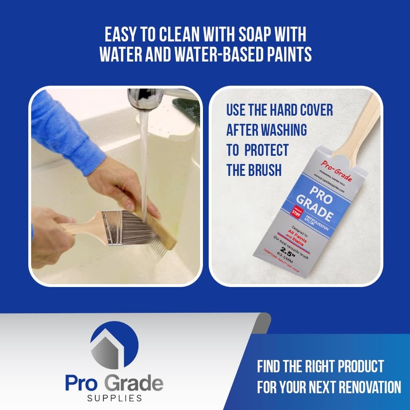 Pro Grade - Paint Brushes - 12Ea 2.5" Angle Brushes