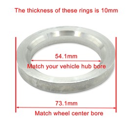 GoldenSunny 54.1 to 73.1 Hub Centric Rings, Silver Aluminum Hubcentric Rings Compatible with Mazda Miata Toyota Prius Corolla Yaris, 54.1mm ID to 73.1mm OD, Pack of 4