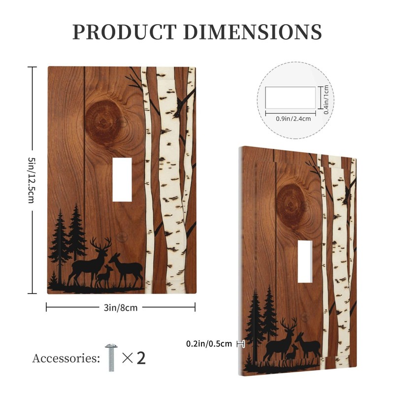 Rustic Farmhouse Brown Wood Deer Light Switch Cover Decorative
