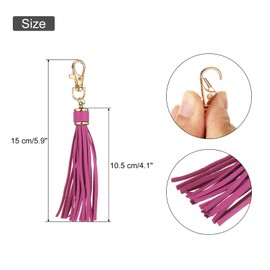 uxcell 10pcs PU Leather Tassels, 6 Inch Keychain Tassel Charm Tassel Purse Charm with Lobster Swivel for Jewelry Making, Handbag, DIY Crafts, Phone Straps (Purple Rose Red)