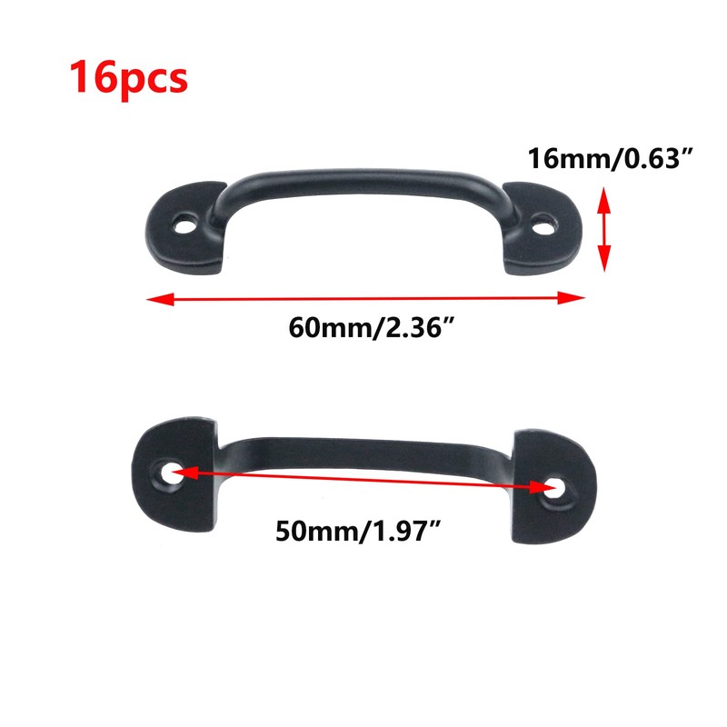 Antrader Mini Cabinet Hardware Handle Pulls, Black, Approx. 2" (50mm)