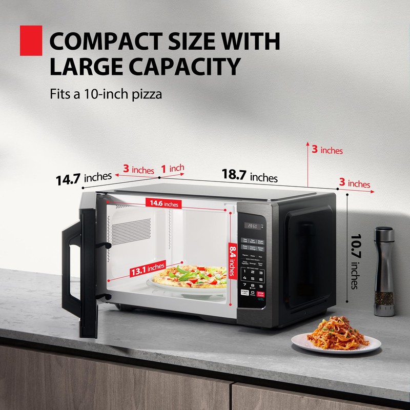 TOSHIBA ML-EM09PA(BS) Small Microwave Oven with 6 Auto Menus, Mute