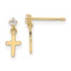 14K Solid Yellow Gold Cubic Zirconia CZ Holy Cross Post