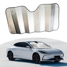 JawGrew 1 PC Car Windshield Sunshade, Foldable Front Windshield Sun Visor, Full Blackout Privacy Protection Visor, Suction Cup Mounting Accessory, for Most Cars SUVs (Silver)