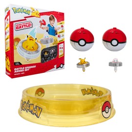 Bandai - Pokémon - Arena Pack + 2 Spinners Included - Pokémon Arena + 2 Pokéball Launchers + 2 Pikachu and Mew Spinning Tops - Battle Game with Pokémon Spinning Tops for Multiple Players - Toy for