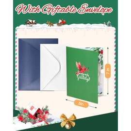 JMHACHY Pop Up 3D Christmas Cards - Funny Holiday Birdhouse Greeting Cards with Envelopes, Festive Themed Gift Cards with Cardinal Bird, Christmas Decorations
