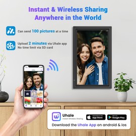 Uhale 2 Pack 15.6" Digital Picture Frame 64GB Storage 1920x1080 IPS FHD WiFi Electronic Photo Frame with Remote Control Support SD Card/USB Drive Share Photos/Videos Anywhere (No Touchscreen)