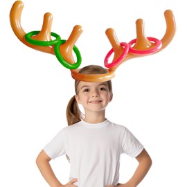 AUXHCYL Christmas Party Ring Toss Game Inflatable Reindeer Antler Hat, Novelty Gifts for Friends, Fun Games for Kids Adults Xmas
