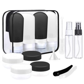 Shoonlo Kit de Viaje, Set de 16 Travel Essentials, 4 Botellas de Viaje 90ml Avion para Champú/Acondicionador/Loción/Lavado Corporal, Viaje Accesorios Anti Fugas, Recipientes para Viaje de Silicon