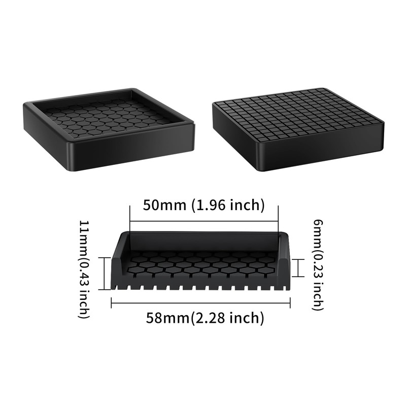 RCHYFEED Furniture Caster Cups - 4Pcs Square Coasters, 2" Non-Slip