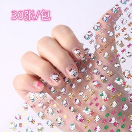 [Overseas] Kitty Nail Kitty Nail Sticker Set Kids Reward Giselle Applique Waterproof Nail Sticker Set 30 Pieces (Single 5*6Cm)/Cartoon rabbit 4ea