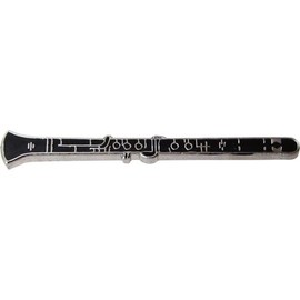 Music Clarinet Pin/Black & Silver Clarinet with Silver Finish