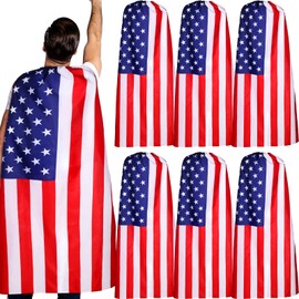 Hercicy 6 Pcs Independence Day American Flag Cape USA Patriotic Costume Cape Wearable Flag Cloak National Flag Costume Accessory for 4th of July Celebration Adult Men Women Boys Girls