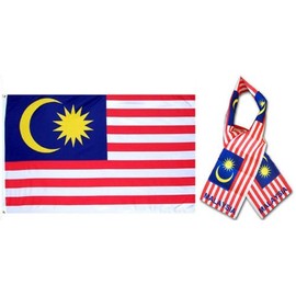 Wholesale Combo Set Malaysia Country 3x5 3’x5’ Flag and 8"x60" Scarf