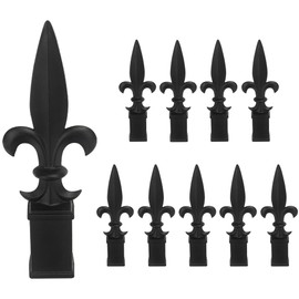 ZXNhome 10pcs Metal Trident Spear Fence Finials Fits 1" - Fleur De Lis Aluminium Alloy Black Topper Caps Spear Tips Post Caps for Yard Garden Lawn Iron Picket Fence Spire Decoration