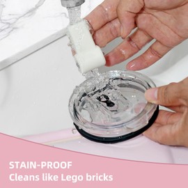 30 oz Tumbler With Handle Lid and Straw,Leak Proof Stainless Steel Insulated water bottle tumbler. Easy to Clean,BPA-Free,Hassle-proof,Stain-proof,Travel tumbler cups For Travel/Gym/School (cream)