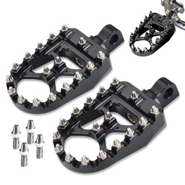 Goldfire - Clavijas para motocicleta Offroad, 1 par de clavijas anchas CNC de 360° Roating MX Chopper Bobber estilo se adapta a HD Dyna Sportster Fatboy Iron 883 (negro)