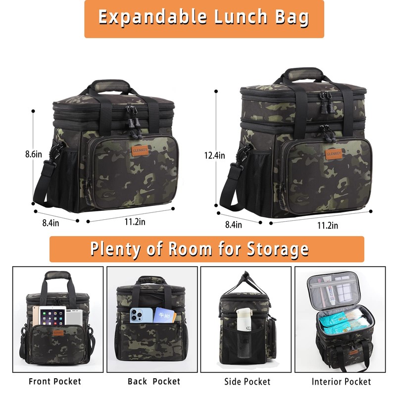 Expandable Large Lunch Bag, Insulated Heavy Duty Lunch Box Leakproof